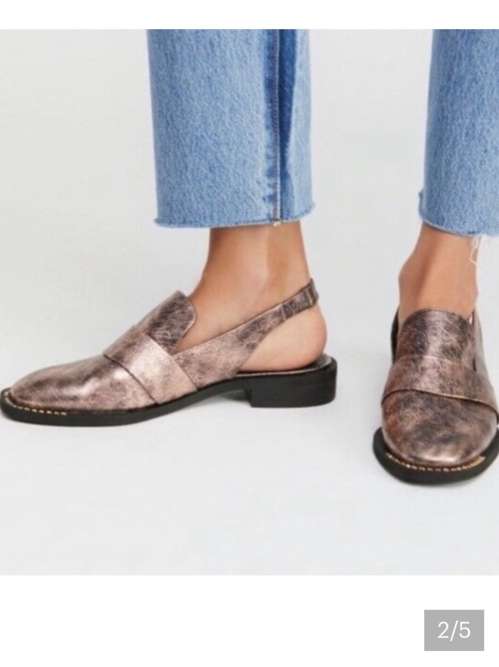 Free People Metallic Bronze Slingback Loafers